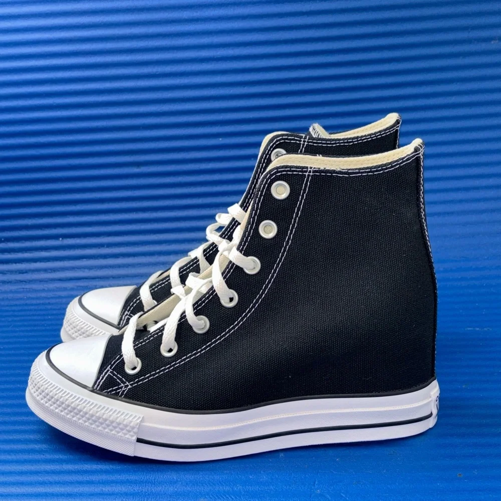 Size 11- Women’s Converse Sneakers Hidden Wedge Hi Top Black A11909C NEW
